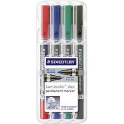 Staedtler Lumocolor duo 348 WP4 Permanentmarker Rot, Blau, Grün, Schwarz wasserfest: Ja