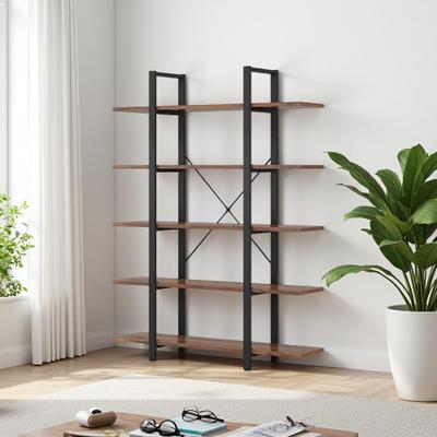 ZWYO HOSIMU "47.24"" Steel E1 Engineered Wood 5-Shelf Open Display Bookcase with Adjustable Pads & 450lb Capacity"