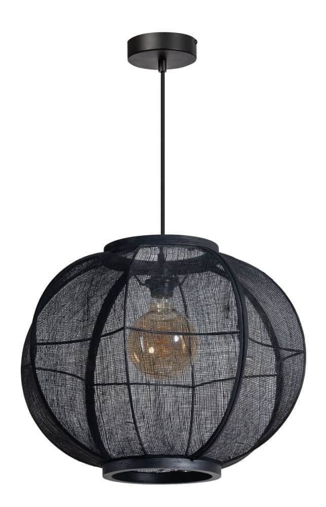 ETH Bohemian hanglamp Fabric zwart ronde textiel Ø 48cm