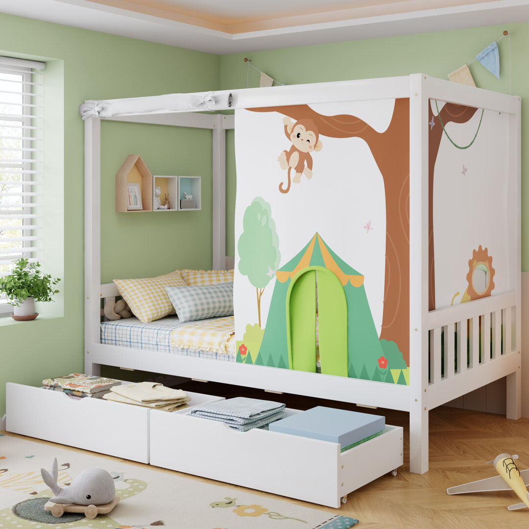 Happy Larry Single (3') Cabin Bed with 2 drawers white White