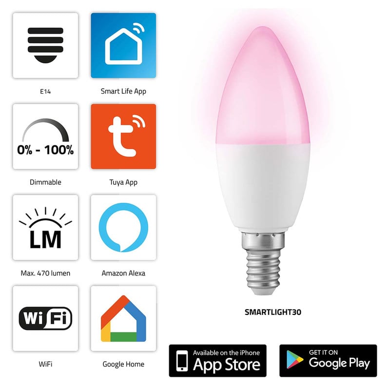 Alecto SMARTLIGHT30 Wi-Fi slimme LED-lamp 5 W wit