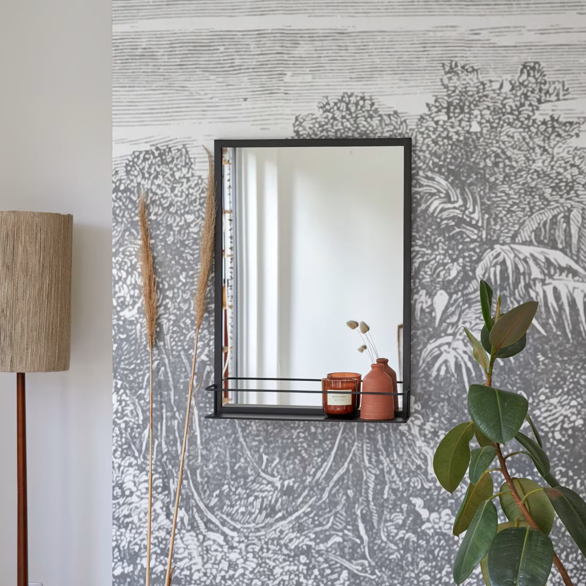 Tikamoon Decoratieve metalen spiegel Industrial - Zwart - B: 70 cm, D: 50 cm
