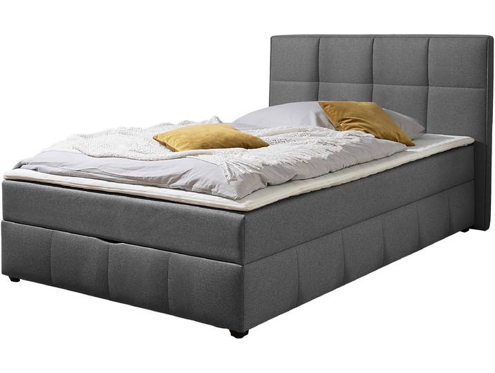 Boxbett HOME AFFAIRE Niemes inkl. Bettkasten und Topper, auch in Überlänge erhältlich , anthrazit, B:132cm L:210cm, Komplettbetten, Boxbett mit Bettkasten, inkl. Topper