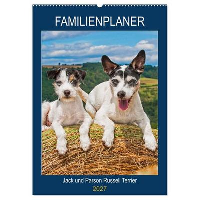 Familienplaner Jack und Parson Russell Terrier (Wandkalender 2027 DIN A2 hoch), CALVENDO Monatskalender
