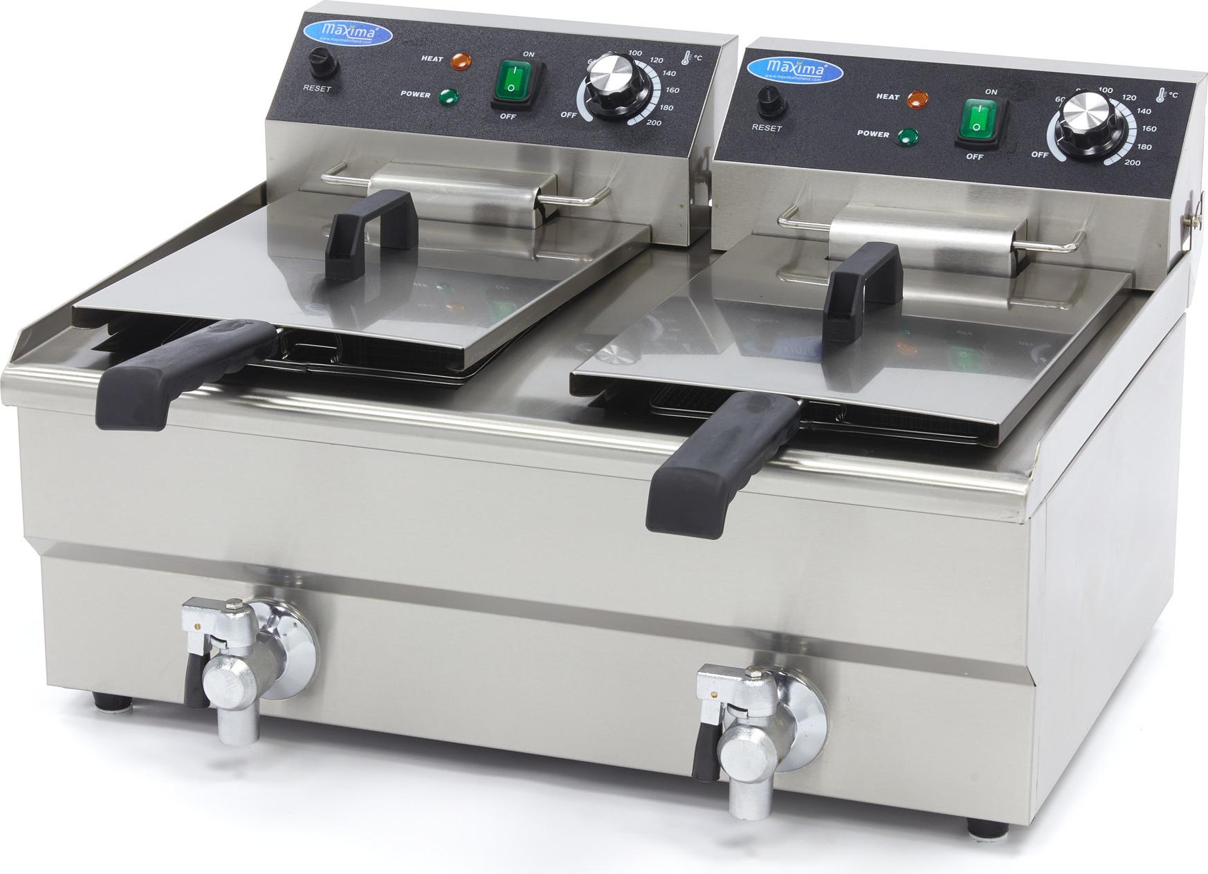 Maxima - Gastro Fritteuse - 2 x 13 l - 2 Körbe - mit Ablasshahn