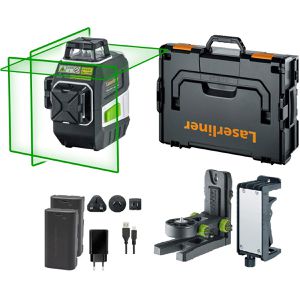 Laserliner Kreuzlinienlaser 031.410L, MasterPlane Plus 3x360, grüner Laser, selbstnivellierend, mit L-BOXX und 2 Akkus