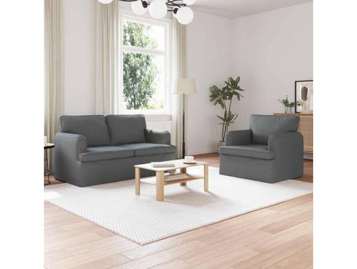 ZQQLVOO Modulares Ecksofa Set 2 STK Dunkelgrau Stoff Metallrahmen, Schaumstoffkissen, Atmungsaktiv, Wohnzimmer Schlafzimmer, Ergonomisch
