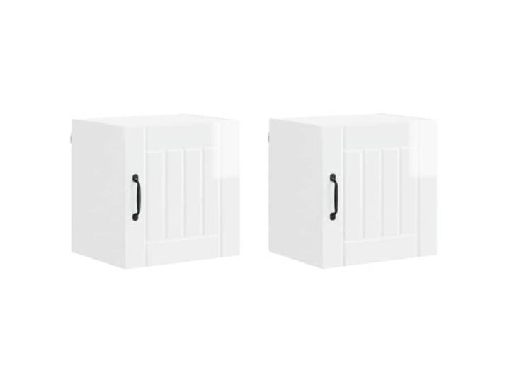 IBUQDDV Wandschrank Lucca 2 STK. Hochglanz Weiß Holzwerkstoff Holzwerkstoff, rechteckige Form, Innenbereich, modernes Design, robust, langlebig