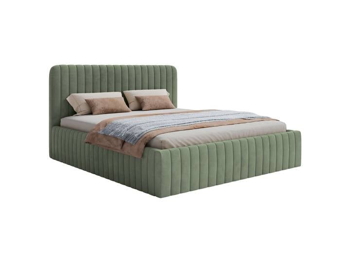 Polsterbett 160x200 cm Saliano mit Stauraum, Eukalyptus-Velours,