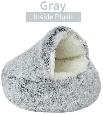 Pet Hub Plush Round Pet Bed: Cozy Nest For Cats & Small Dogs Gray Inside Plush 50x50cm