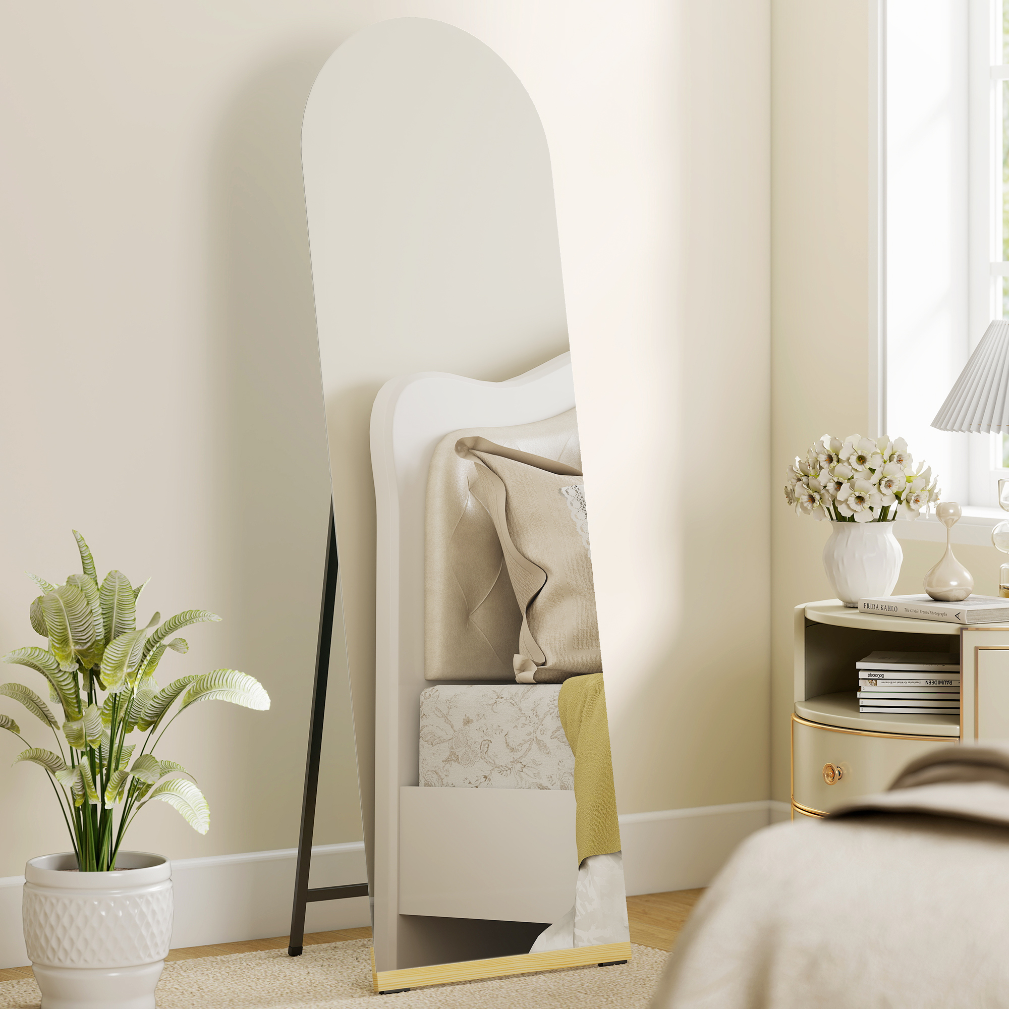 Homcom Specchio da Terra a Figura Intera senza Cornice, con Base in Legno, 160x50 cm, Trasparente   Aosom Italy
