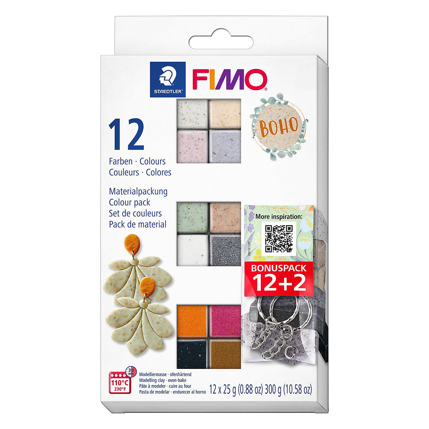 Fimo Effectfarben-Set "Boho", 12 Farben