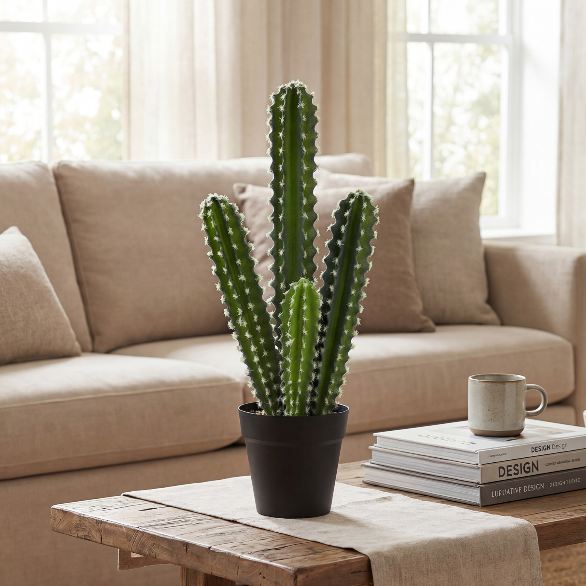 Homcom Pianta artificiale Cactus 53 cm pianta artificiale in vaso per casa, ufficio   Aosom Italy