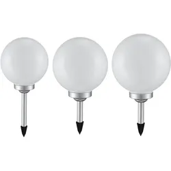 3er Set LED Außen Solar Kugel Leuchten Garten Beleuchtung Rasen Blumenbeet Steck Lampen 1x 20 cm und 2x 25 cm