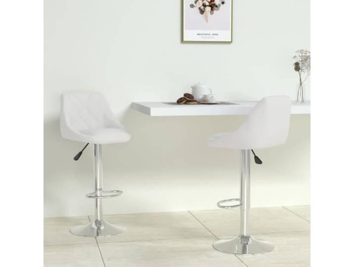 Promo Tabourets Hauts LMT - Tabourets de bar lot de 2 blanc similicuir 13Kg