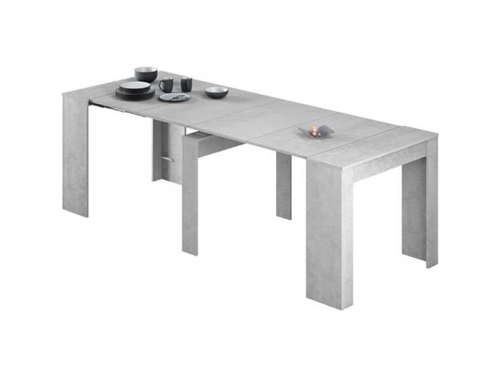 Table console Extensible coloris béton -78 x 90 x 50 cm