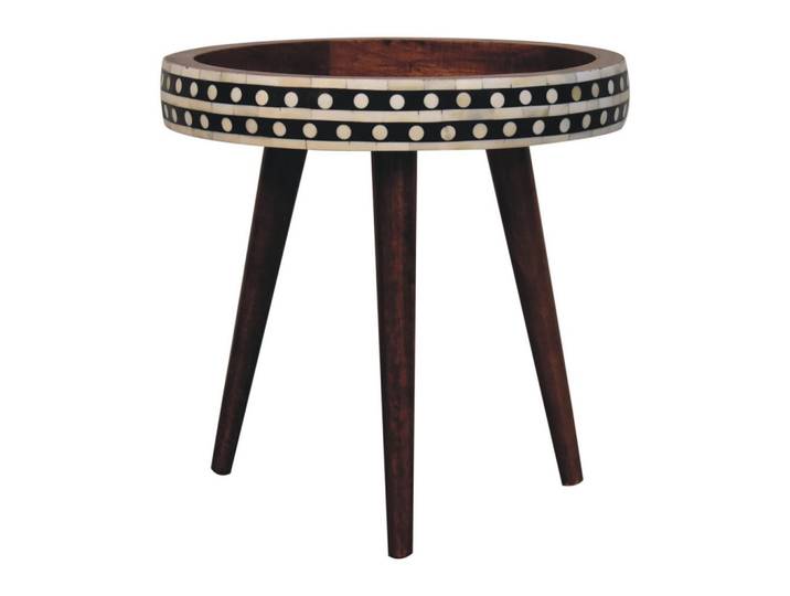 Artisan Furniture Kleiner Beistelltisch mit Muster in Honig-Karamell, Braun, Holz, 40x40x40 cm, Wohnzimmer, Wohnzimmertische, Beistelltisch