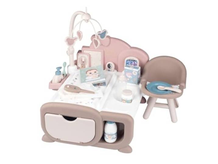 Smoby Toys - Baby Nurse Cocoon Puppen-Spiel-Set für Kinder ab 3 Jahren - 3-in-1 Spielcenter (Puppenbett, Wickeltisch & ESS-Station) - inkl. & Puppen-Zubehör