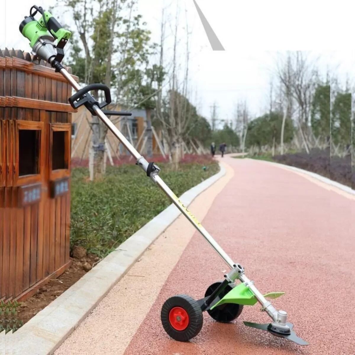 INF Roue de support pour tondeuse - Roue auxiliaire 26cm + siège fixe 28cm, hauteur réglable, PVC et alliage d'aluminium