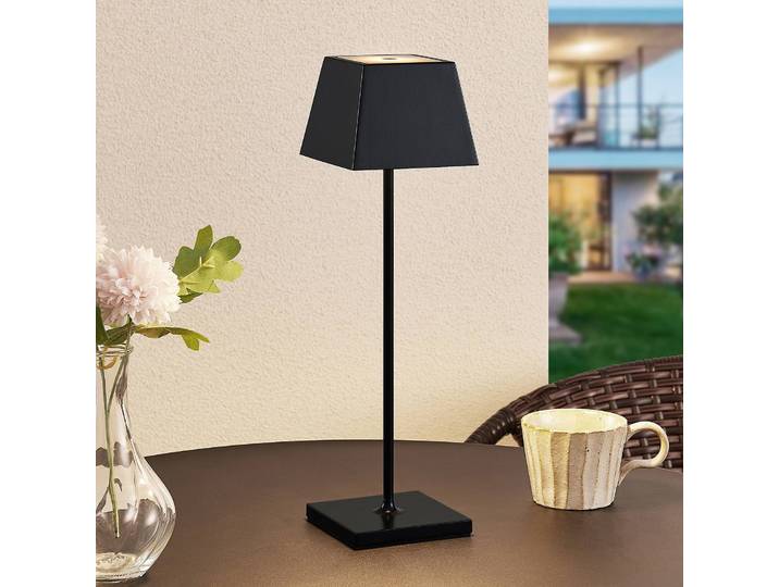 Lucande Patini LED-Tischlampe für außen, schwarz Lucande, dimmbar, schwarz, Aluminium, Modern