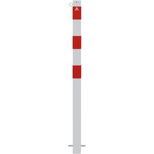 Schake Absperrpfosten 470B/1, 1 Öse, rot/weiß, aus Metall, zum Einbetonieren, 7 x 130cm, starr