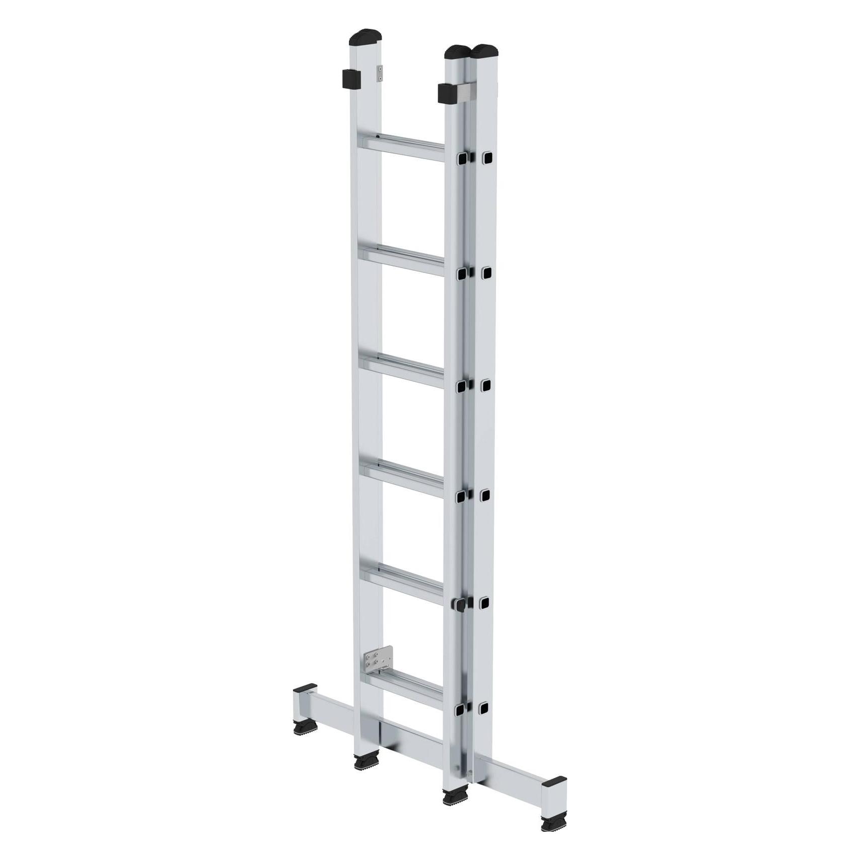 Munk Sprossen-Schiebeleiter 2-teilig mit nivello-Traverse 2x10 Sprossen (Anlegeleiter, 306 cm) (020410)