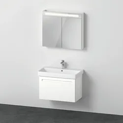 Duravit No.1 Möbelset 800, inklusive Waschtisch, Waschtischunterbau, Spiegelschrank, N10159018180000, Farbe: Weiß Matt Dekor