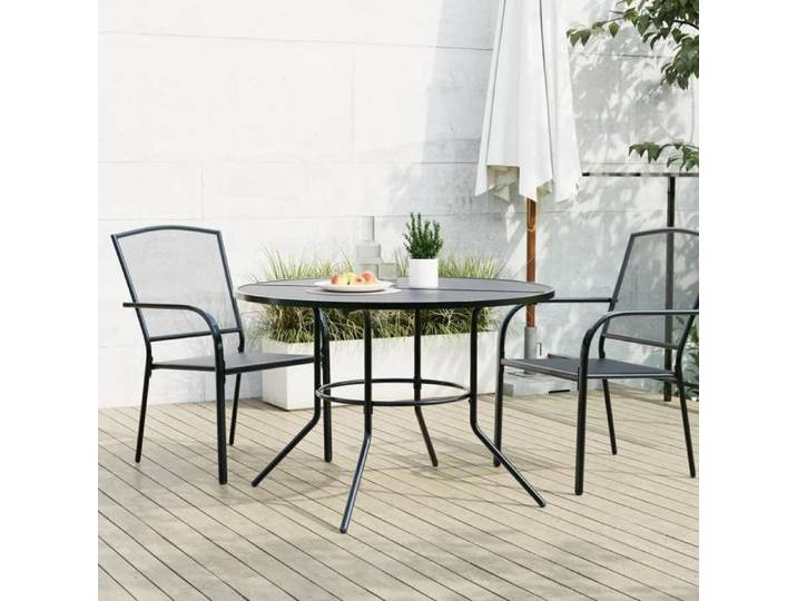 Table de jardin - MANGO - Table ronde Anthracite - acier enduit de poudre TT697
