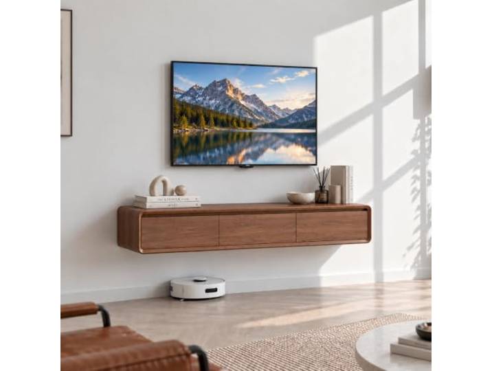 FGNIXLN Massivholz TV Lowboard,160-240CM TV Schrank,Lowboard Hängend, Fernsehschrank Für Das Wohnzimmer, Geeignet Für Das Wohnzimmer Und Schlafzimmer (Nussbaum, 140CM)