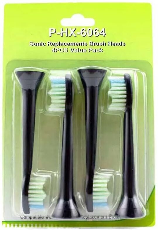 INF Ersatz-Aufsteckbürsten 4er-Pack Schwarz