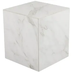 Gartencouchtisch Zten aus Aluminium mit Steinplatte, modern, weiß, 40x40 cm