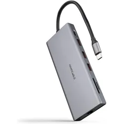 Nanocable 10.16.4612 (USB-C), Dockingstation + USB Hub, Grau