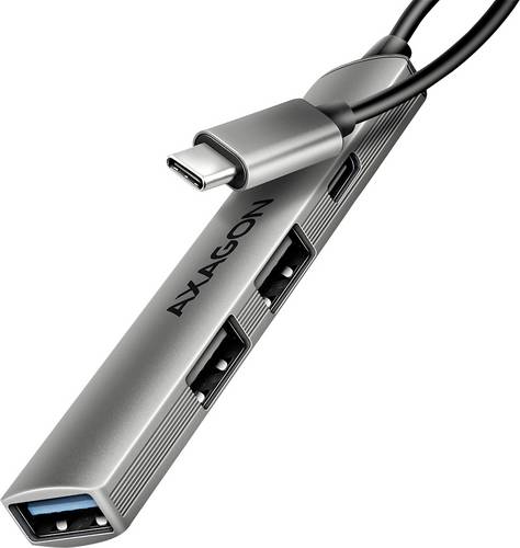 AXAGON HUE-STC USB-Hub 4 Port USB-C, USB-A 5 GBit/s Silber