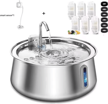 Inspire Picks 4L Stainless Steel Cat Water Fountain Ultra Quiet Automatic Pet Water Dispenser For Multiple Pets chip And Sensor 4l
