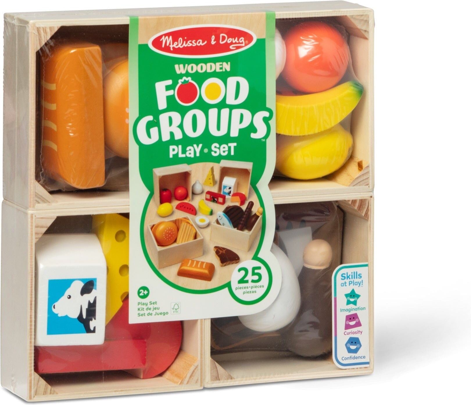 Spin Master Melissa And Doug Wooden Food Groups Playset For Kids - Educational Toy for Learning Healthy Eating - Ages 3-6 Years - Wooden