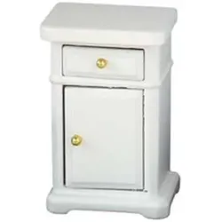2x Bottsa, Miniaturen, Mini-Möbel Nachttisch 6 cm, Detailfarbe: Weiss, Gold