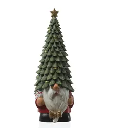 MARELIDA LED Weihnachtswichtel mit beleuchteter Mütze Dekofigur 29cm Timer Batterie