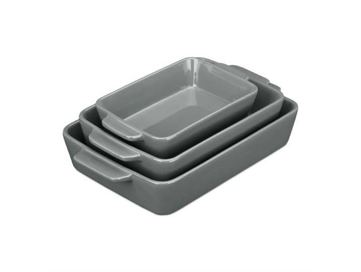 Relaxdays 3-tlg. Keramik Auflaufform Set grau