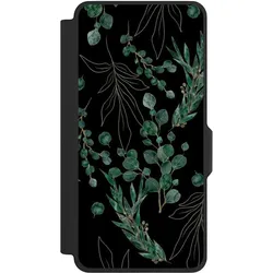 Nivocase Klapphülle für Samsung Galaxy S26+ Handyhülle aus Kunst Leder NIVOflip schwarz Blätter Natur (Samsung Galaxy S26+), Smartphone Hülle, Schwarz