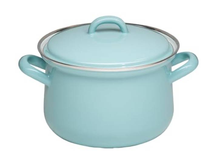 Riess, 0606-109, Topf mit Deckel Ø 16cm, NATURE GREEN, Emaille, Vol. (rec.): 1,5 Liter, Made in Österreich, LBH: 22,5x17,7x15,2cm, 1,023kg, Induktionskocher kompatibel, Gasherd geeignet, Ofenfest