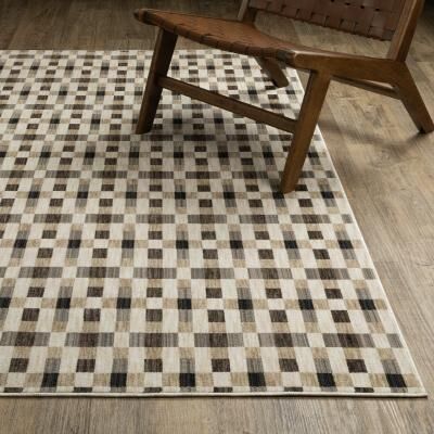 ROW Hunter Geometric Blocks Black/ Golden Brown Area Rug