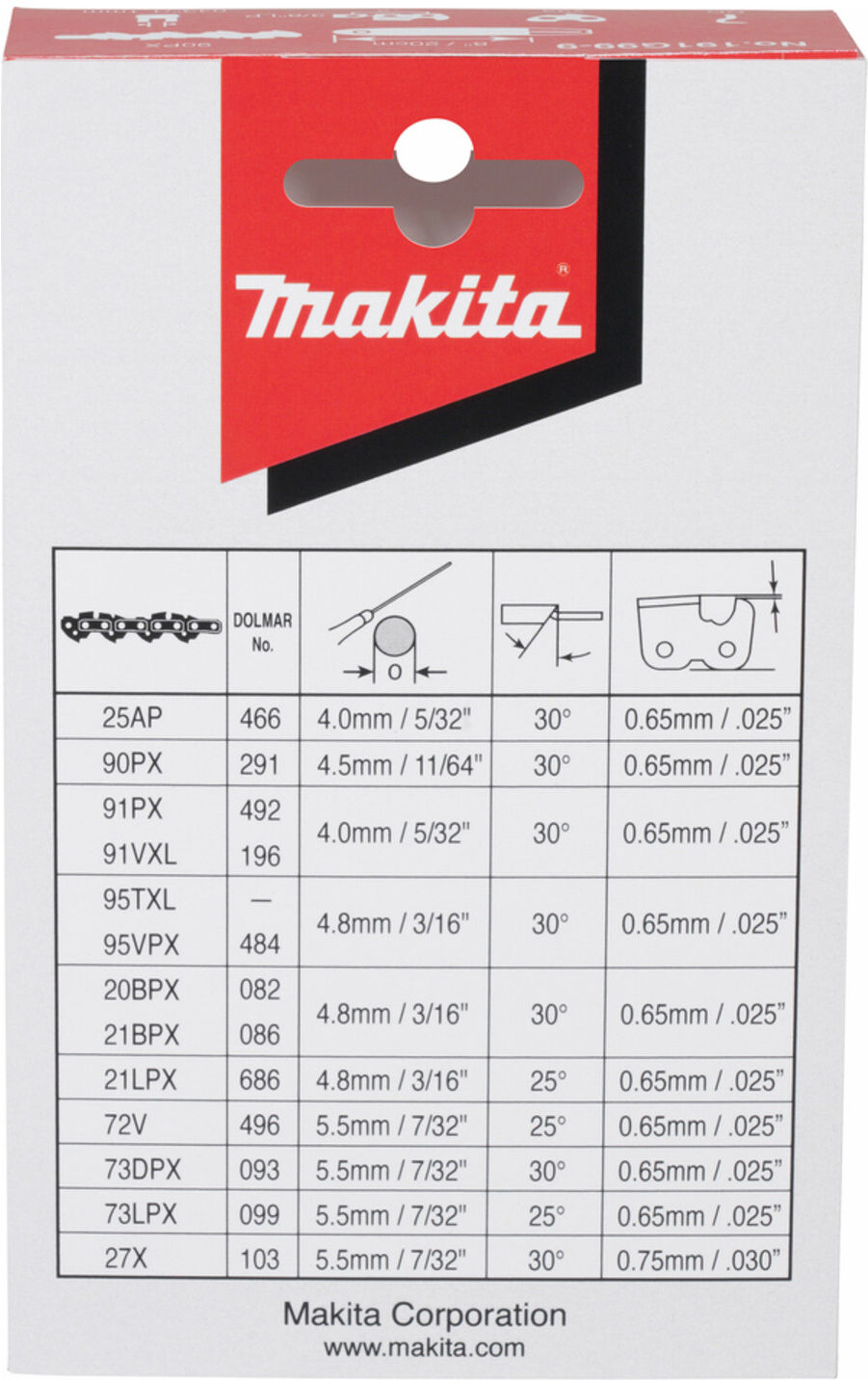 Makita Sägekette 20cm 1,1 mm 3/8" HM (191G99-9)
