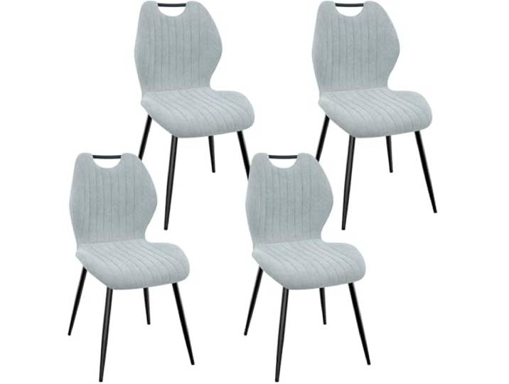 WAFTING Esszimmerstühle 4er Set, Gepolsterter Stuhl aus Stoff, Cyanfarben Hohe Rückenlehne, Schwarz Lackierte Metallfüße, für Esszimmer, Schlafzimmer und Empfang