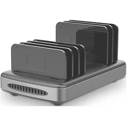 Lindy 160W 6 Port USB-Ladestation Zum gleichzeitigen Laden von bis zu 6 Smartphones, Tablets und/oder eine (160 W), USB Ladegerät, Schwarz