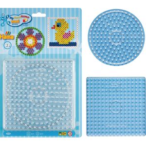 Hama-Perlen Steckplatte 8104, Kreis & Quadrat, Set, für Ø 10 mm Maxi Bügelperlen, transparent, 2 Stück