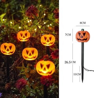Outdoor Solar Garden Lights Halloween Decorative Torch Outdoor Solar Lights Pumpkin Lamp, Waterproof Floor Mounted Lawn Garden Courtyard Lanterns 5led pumpkin Lamp