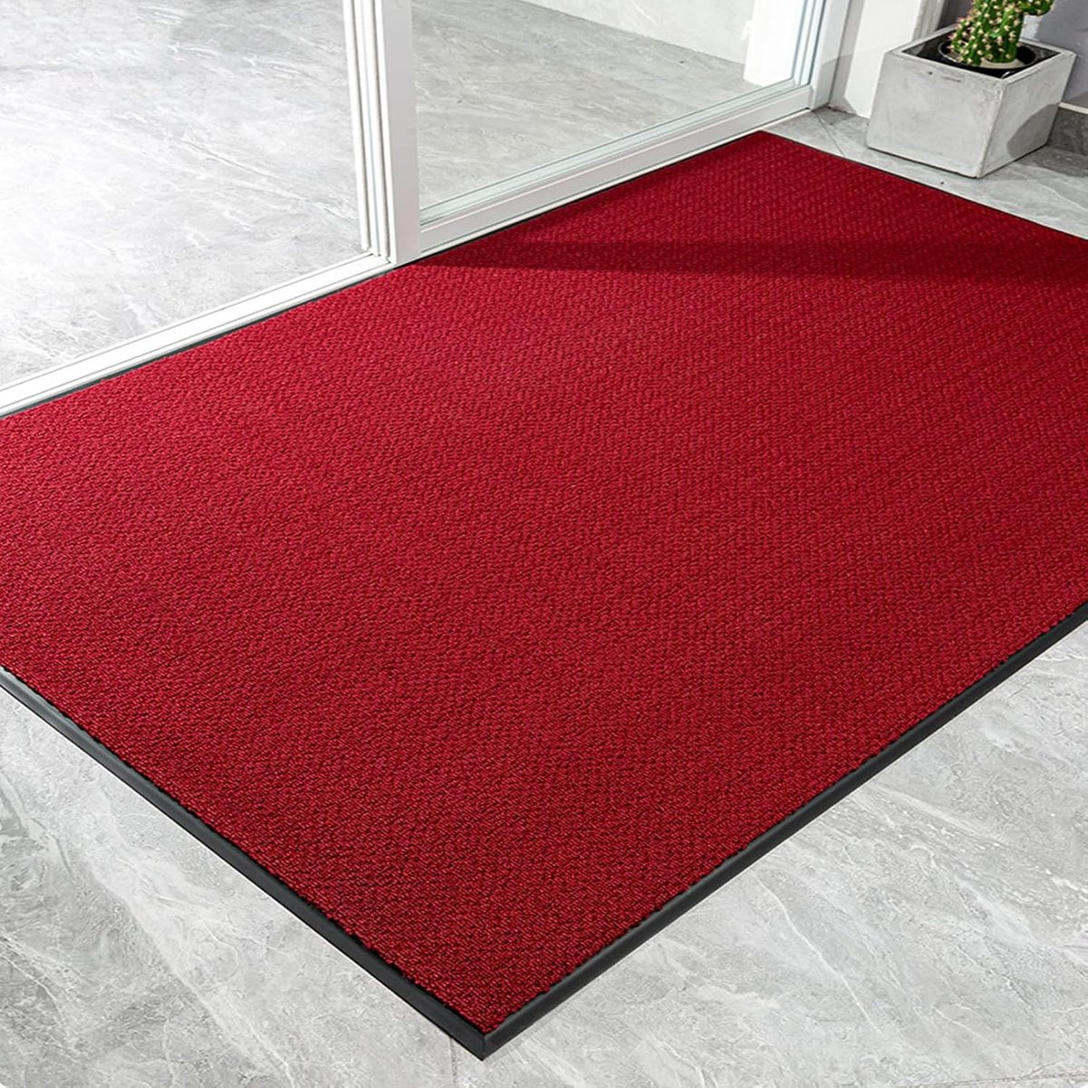 Rode waterabsorberende deurmat voor de entree, 60 x 90 cm