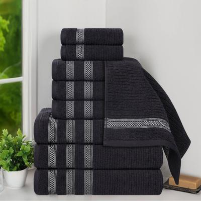 Superior Brea Zero Twist Cotton Ribbed Modern 9 Piece Bathroom Towel Set
