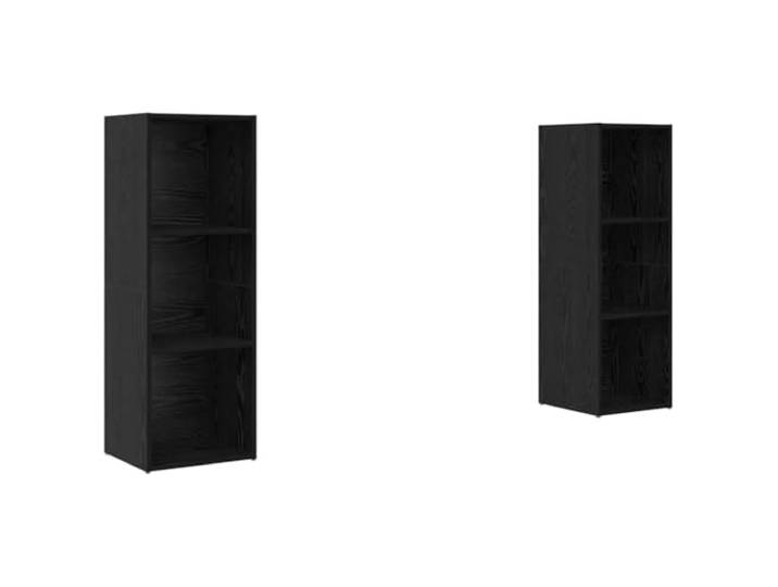 GHVBNMF TV-Schrank Set 2 Stk Wandmontiert Schwarz Eiche 107x35x37 cm Platzsparende Hängeschränke aus Holzwerkstoff für Wohnzimmer und Schlafzimmer mit 3 Ablagen für Receiver, Bücher und Deko.