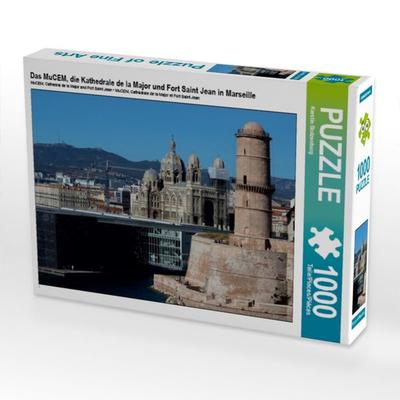 CALVENDO Puzzle Das MuCEM, die Kathedrale de la Major und Fort Saint Jean in Marseille | 1000 Teile Lege-Größe 64x48cm Foto-Puzzle für glückliche